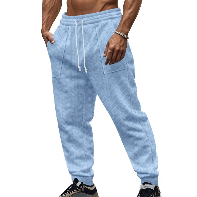 Fashion Lace-up Zipper Little Feet Pants For Men Drawstring Mid Waist Pants Autumn Casual Men Slim Knitted Cropped Trousers  Casual