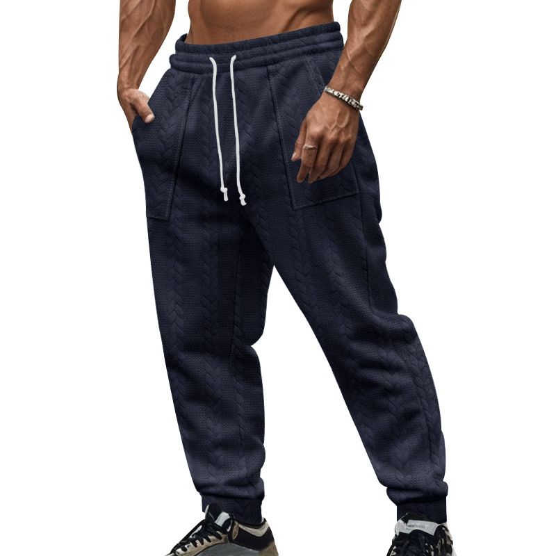 Fashion Lace-up Zipper Little Feet Pants For Men Drawstring Mid Waist Pants Autumn Casual Men Slim Knitted Cropped Trousers  Casual