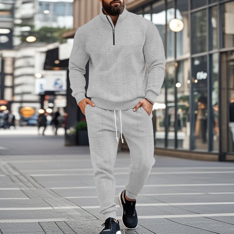 Knitted Men's Sweatsuits Clothing Set Fashion Soild V Neck T Shirt and Pant Sport Casual 2 Piece Jogger Tracksuits Set For Men Two-Piece Outfits