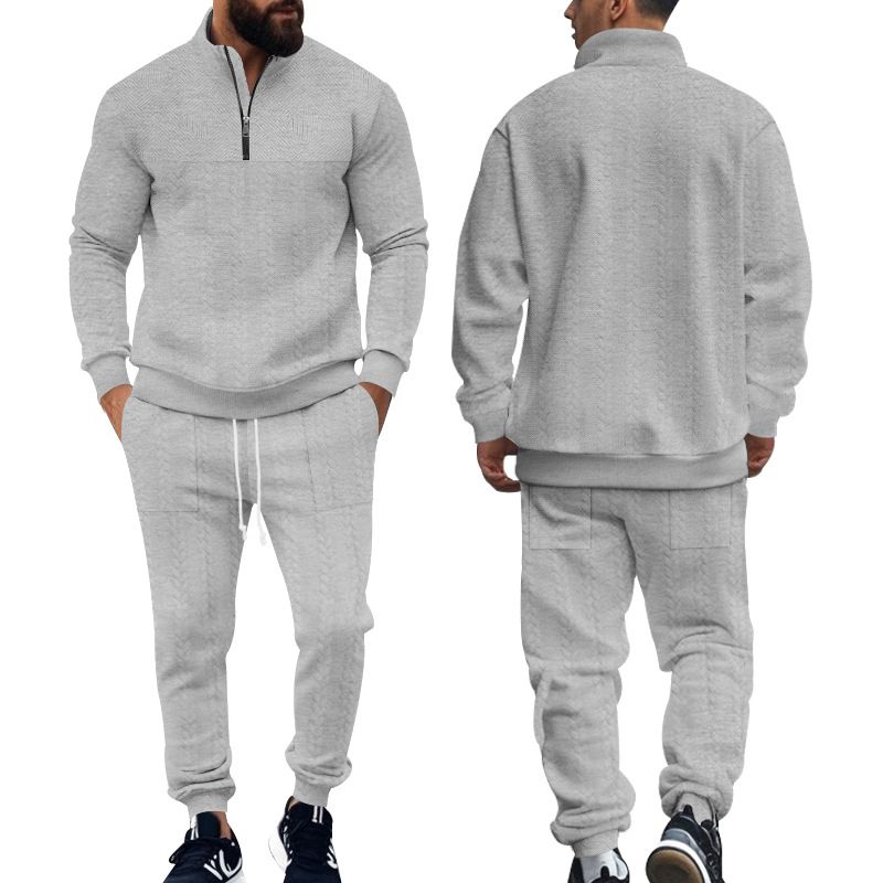 Knitted Men's Sweatsuits Clothing Set Fashion Soild V Neck T Shirt and Pant Sport Casual 2 Piece Jogger Tracksuits Set For Men Two-Piece Outfits