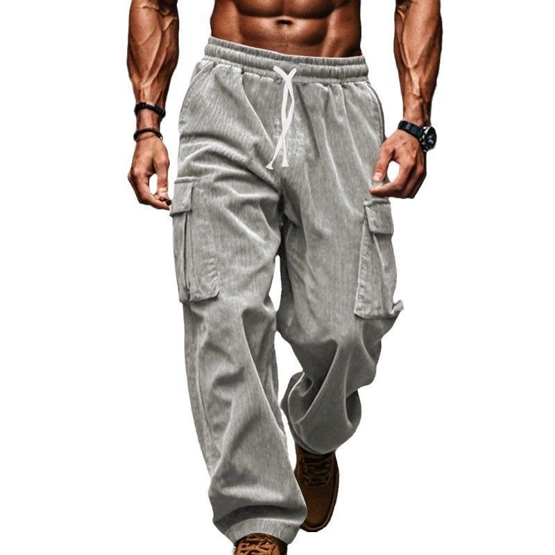 Autumn And Winter Men's Casual Trousers Loose Corduroy Wide Leg Trousers  Casual