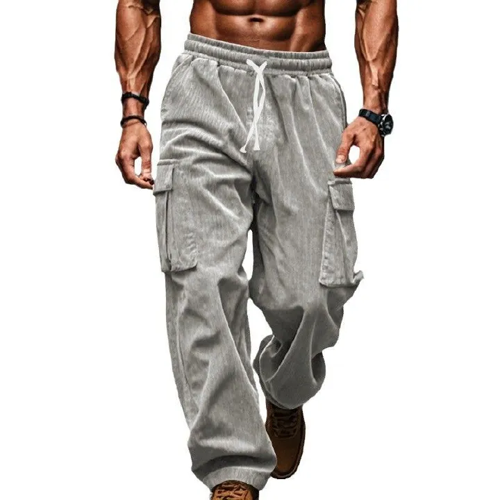 Autumn And Winter Men's Casual Trousers Loose Corduroy Wide Leg Trousers  Casual