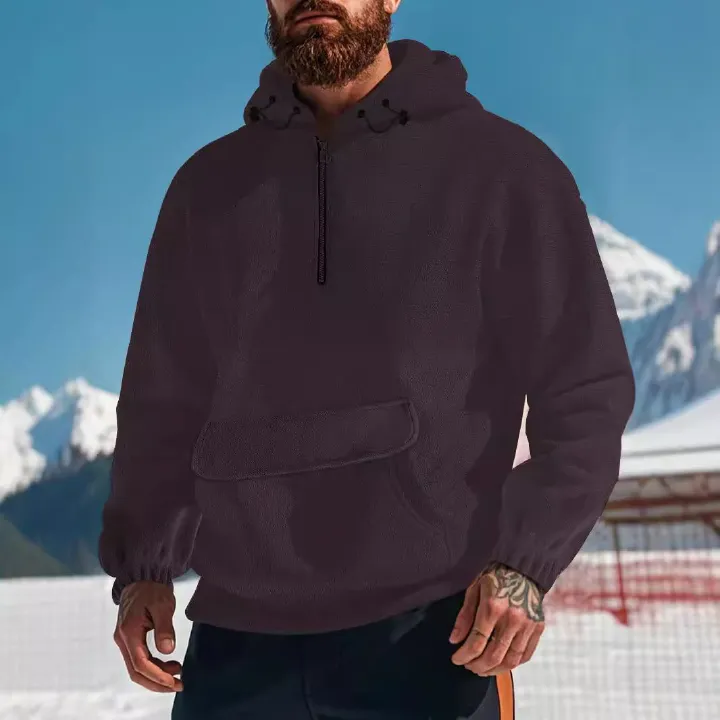 Wholesale Custom blank Men's 1/4 Zip Up Hoodie Custom Logo Puff Print Cardigans With Oversize 1/4 Zipper Hoodies Unisex Sweaters
