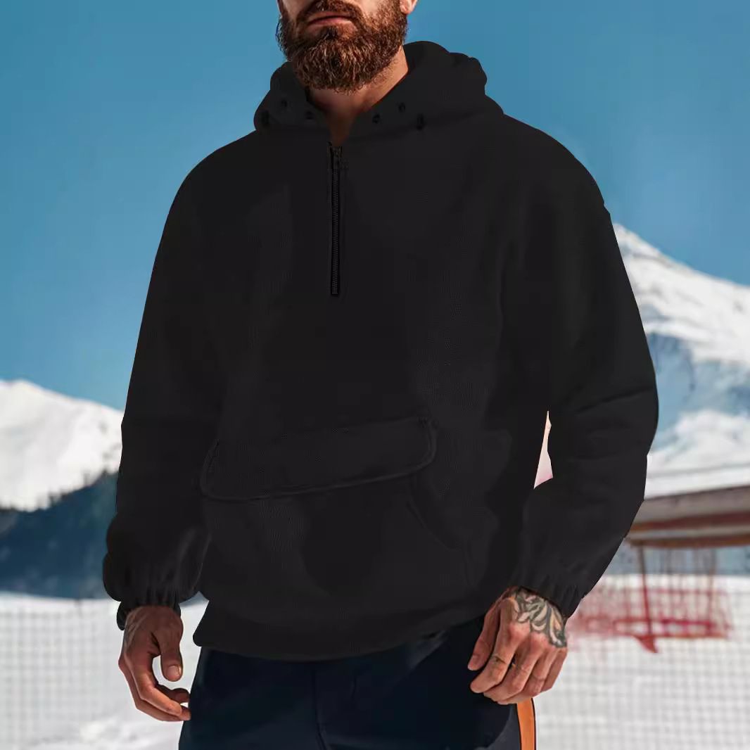 Wholesale Custom blank Men's 1/4 Zip Up Hoodie Custom Logo Puff Print Cardigans With Oversize 1/4 Zipper Hoodies Unisex Sweaters