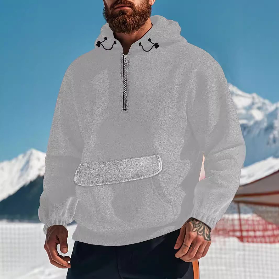 Wholesale Custom blank Men's 1/4 Zip Up Hoodie Custom Logo Puff Print Cardigans With Oversize 1/4 Zipper Hoodies Unisex Sweaters