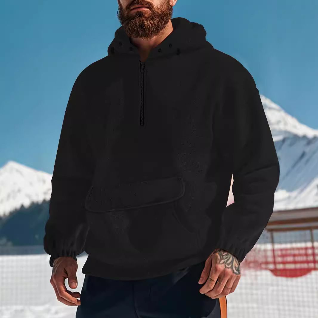 Wholesale Custom blank Men's 1/4 Zip Up Hoodie Custom Logo Puff Print Cardigans With Oversize 1/4 Zipper Hoodies Unisex Sweaters