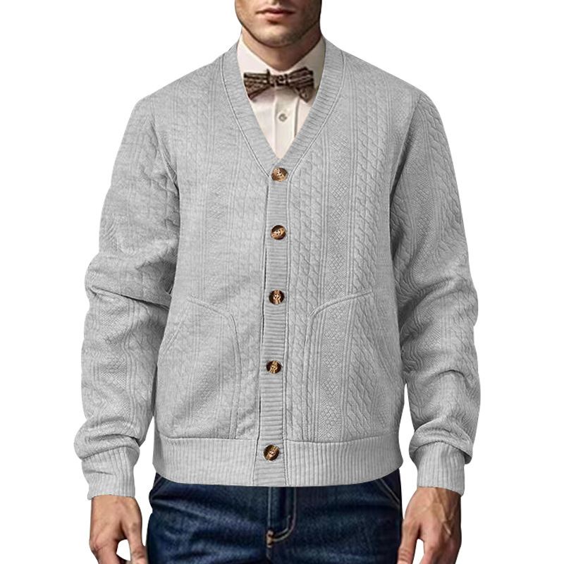 Custom Embroidery Men's Cardigan High Quality Cardigan Men's Sweater Blends Knitted with button Sweater Cardigan Coats