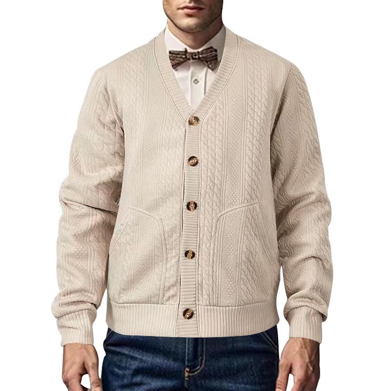 Custom Embroidery Men's Cardigan High Quality Cardigan Men's Sweater Blends Knitted with button Sweater Cardigan Coats