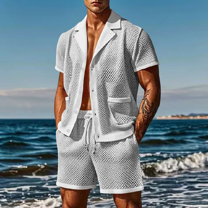 summer men clothing suit Streetwear 2 Two for shorts Sets  Two-Piece Outfits