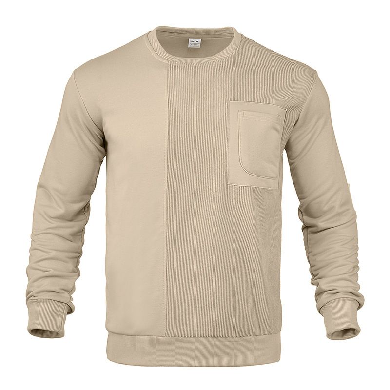 Men's Custom  2-Piece Corduroy Sportswear round Neck Long-Sleeved T-Shirt and Long Pants Casual Loose Sports Sweaters