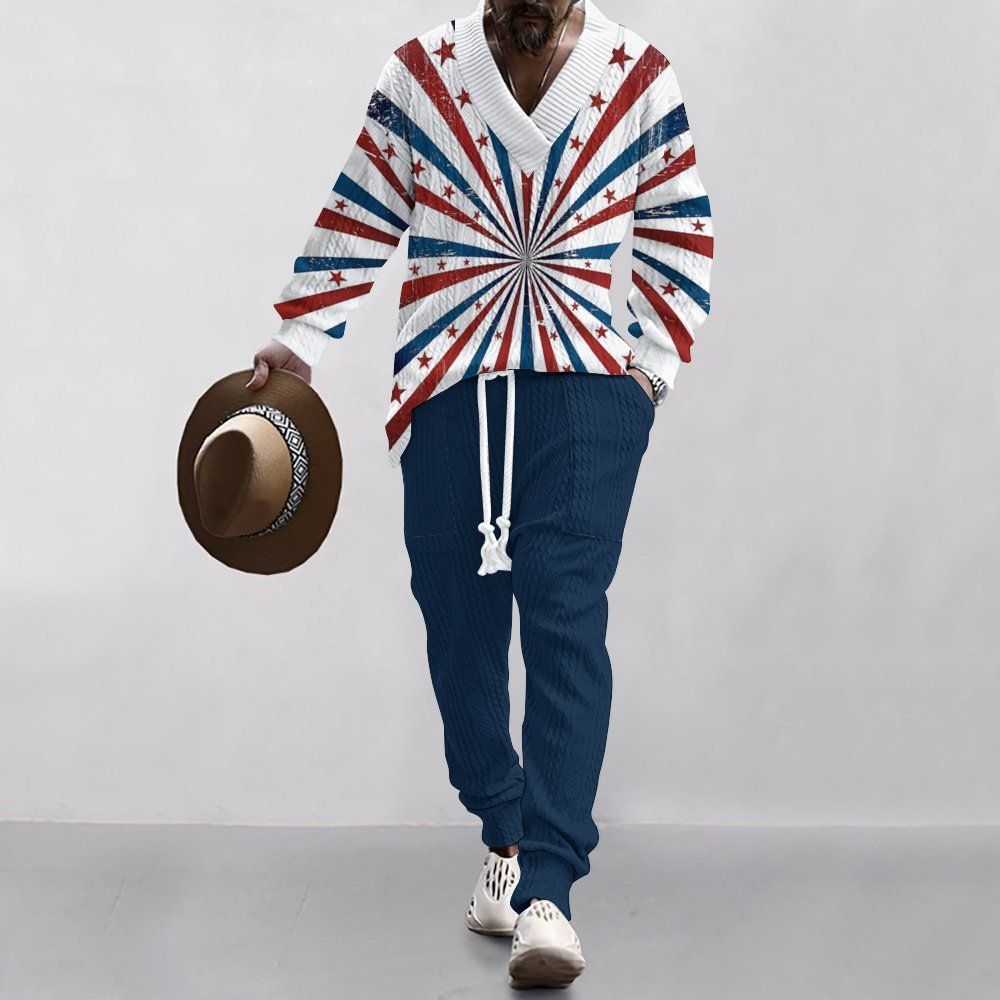 Men's Casual Style Spring Autumn Leisure Sports Suit High Quality Long Sleeve T-Shirt & Trousers with Fun Print Fashion Trend  Two-Piece Outfits