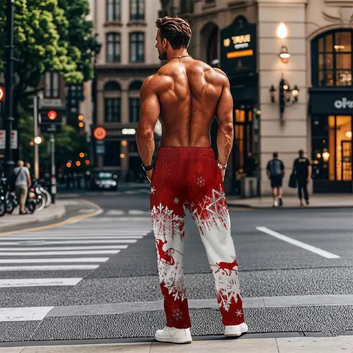 Custom Printing Pants for Christmas Day Ladies Casual Pant with Drawstring Waist Pant for Female Wholesale Supply- Casual