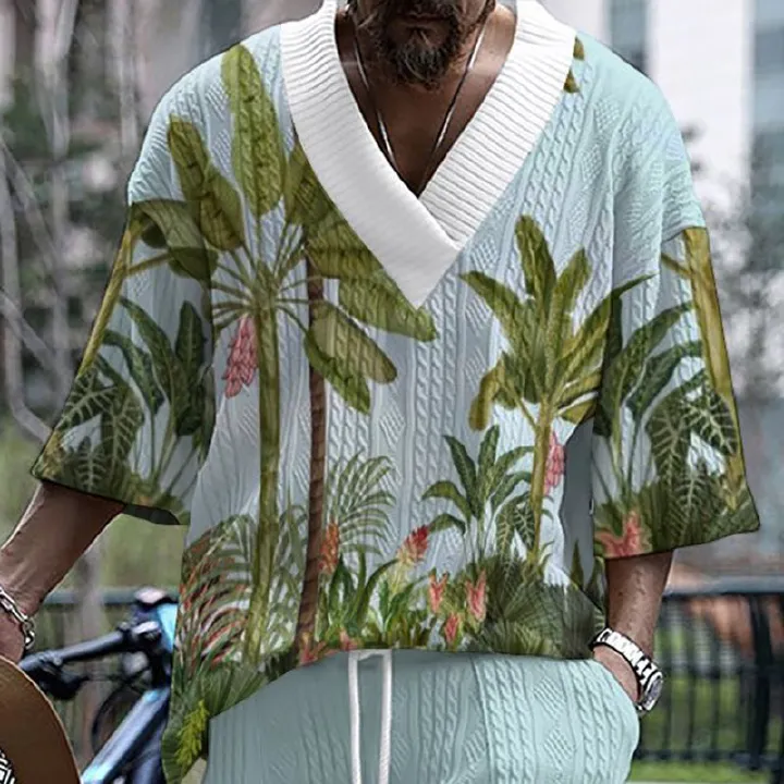 Summer Sale Hawaii Floral Shirt Tropical Shirts Short Sleeve Cotton Nutton Down Beach Shirts for Men T-Shirts