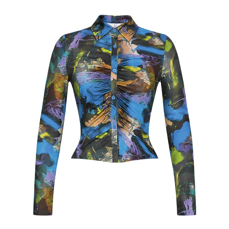 Ladies' sexy top with tight fitting and slimming temperamentLadies' sexy top with tight fitting and slimming temperamentHO Fashion Sexy Color Long Sleeve Button Deep V Spice Girl Top T-Shirts