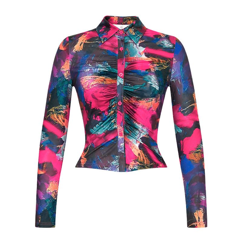 Ladies' sexy top with tight fitting and slimming temperamentLadies' sexy top with tight fitting and slimming temperamentHO Fashion Sexy Color Long Sleeve Button Deep V Spice Girl Top T-Shirts