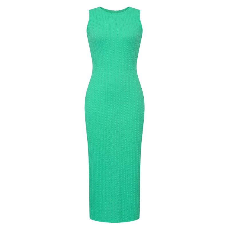 Fashion Solid Plain Casual Summer Knitting Sweater Knit Sleeveless Long Midi Sexy Bodycon Ladies Womens Dresses