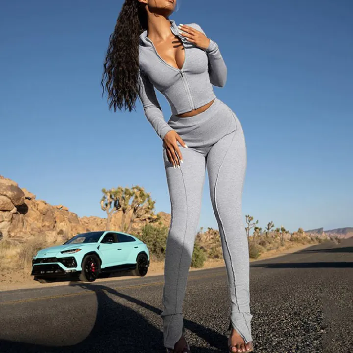 Zip Up Activewear Joggers Sweat Suit Women Matching Sets Ladies Tracksuit Female 2 Two Piece Set Two-Piece Outfits