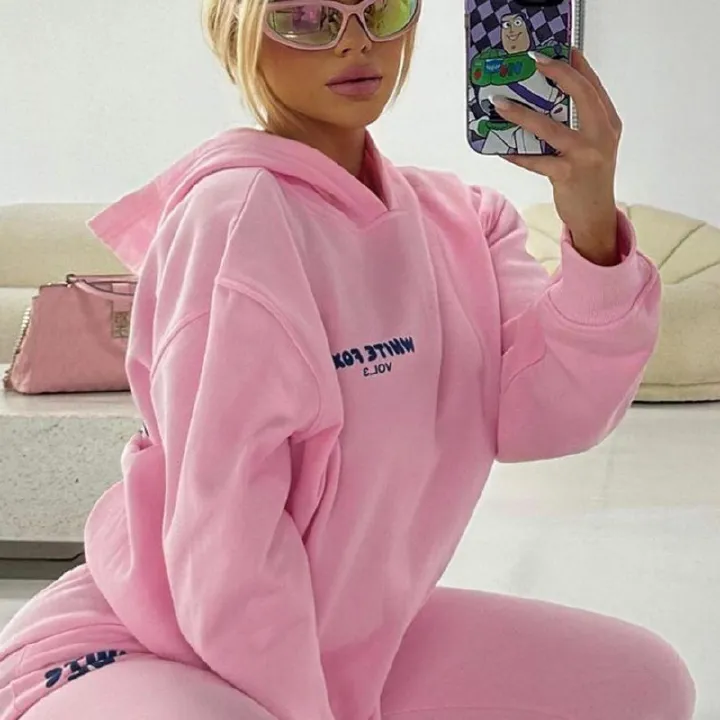 crop sweatshirt set women cotton cropped hoodie sweat suit track suit hoodieTwo-Piece Outfits