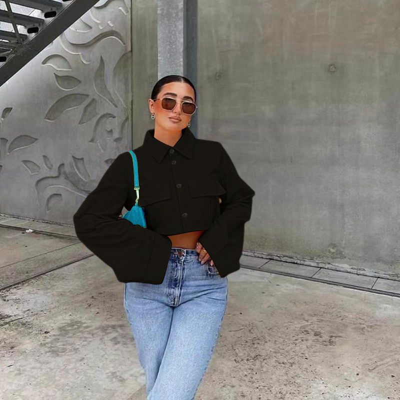 women long Sleeve crop tops Women's Professional and Elegant Workplace Outfitsnew style shirts Jackets  Coats