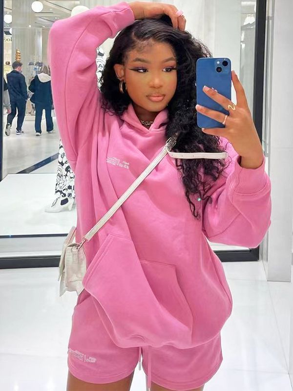 Fall Winter Sport Casual Training Jogging Wear Hoodie Set With Shorts Track Suit Jogger Set Outfit Track Suit Women 2 Piece Set Two-Piece Outfits