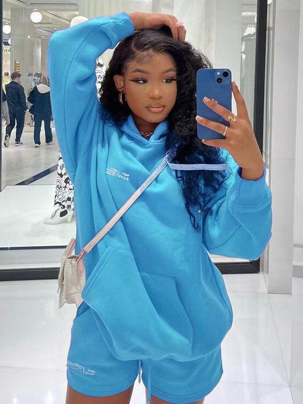 Fall Winter Sport Casual Training Jogging Wear Hoodie Set With Shorts Track Suit Jogger Set Outfit Track Suit Women 2 Piece Set Two-Piece Outfits