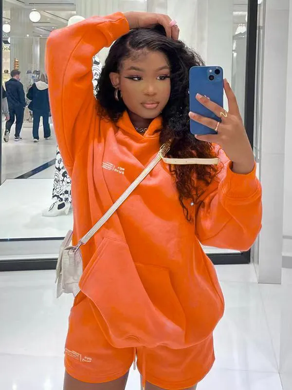 Fall Winter Sport Casual Training Jogging Wear Hoodie Set With Shorts Track Suit Jogger Set Outfit Track Suit Women 2 Piece Set Two-Piece Outfits