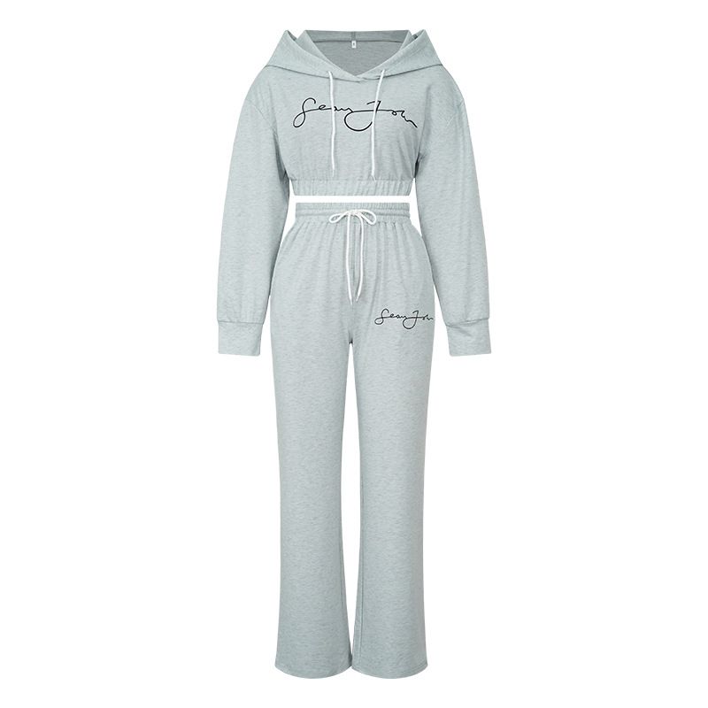 Halter Cropped Top Women 2 Piece Set Autumn Winter Mujer Sports Casual Tracksuit Hoodie Coat and Sweatpants Set for LadyTwo-Piece Outfits