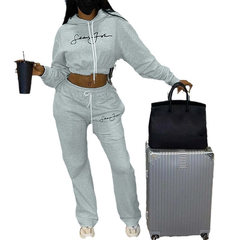 Halter Cropped Top Women 2 Piece Set Autumn Winter Mujer Sports Casual Tracksuit Hoodie Coat and Sweatpants Set for LadyTwo-Piece Outfits