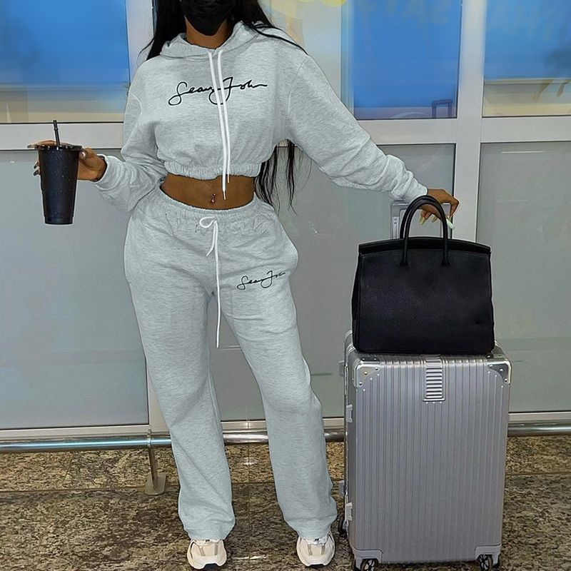 Halter Cropped Top Women 2 Piece Set Autumn Winter Mujer Sports Casual Tracksuit Hoodie Coat and Sweatpants Set for LadyTwo-Piece Outfits