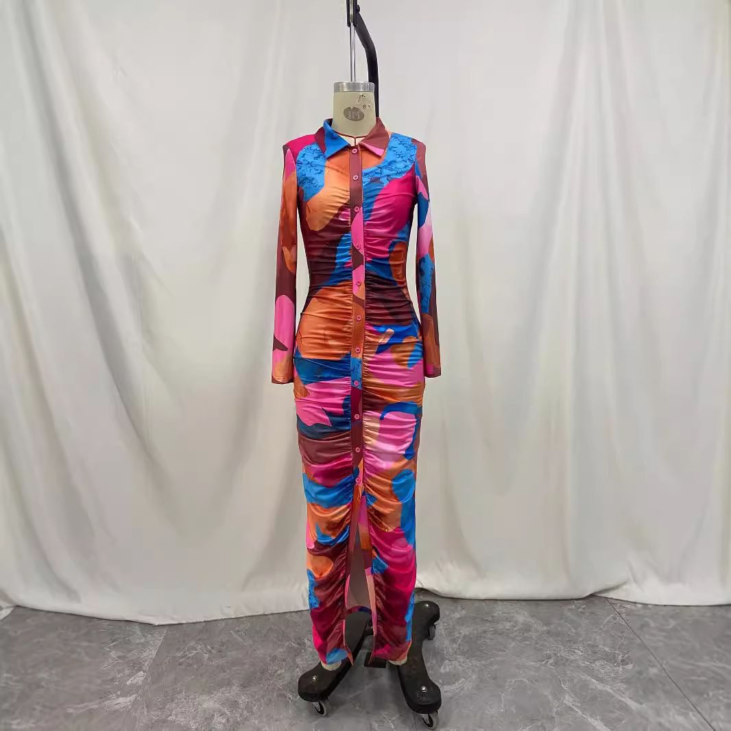 Printed Shirt Top And Buttocks Wrapped Dress Tweed Skirt Set For Women Dresses