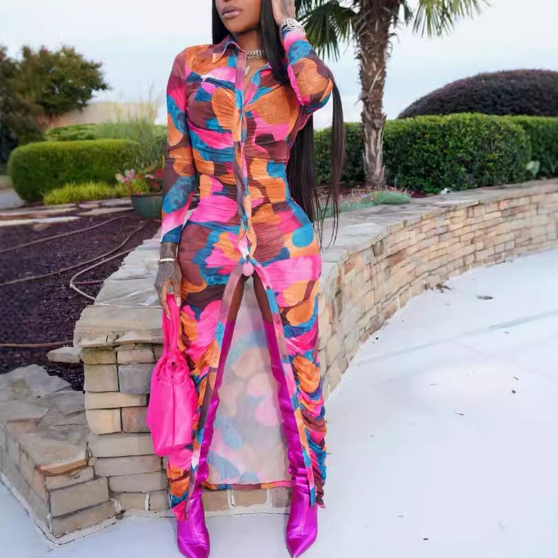 Printed Shirt Top And Buttocks Wrapped Dress Tweed Skirt Set For Women Dresses