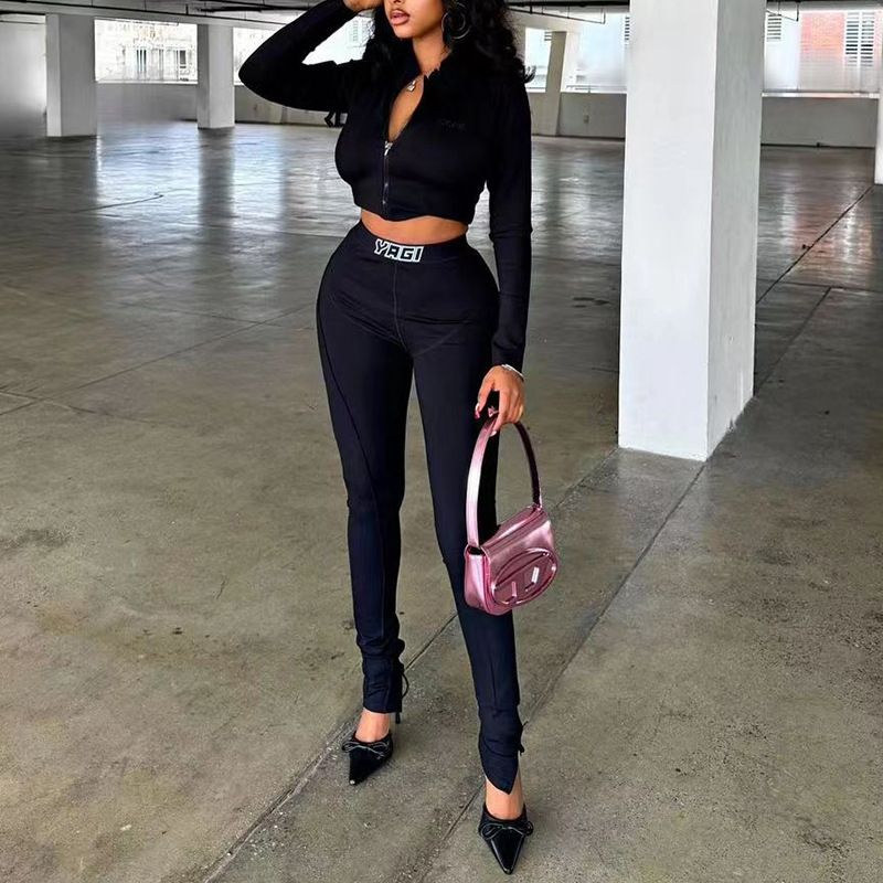 custom 2 piece set women crop tank top jogger set full zip up crop tops tracksuit set Two-Piece Outfits