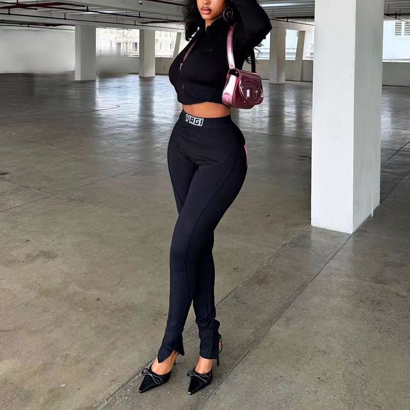 custom 2 piece set women crop tank top jogger set full zip up crop tops tracksuit set Two-Piece Outfits