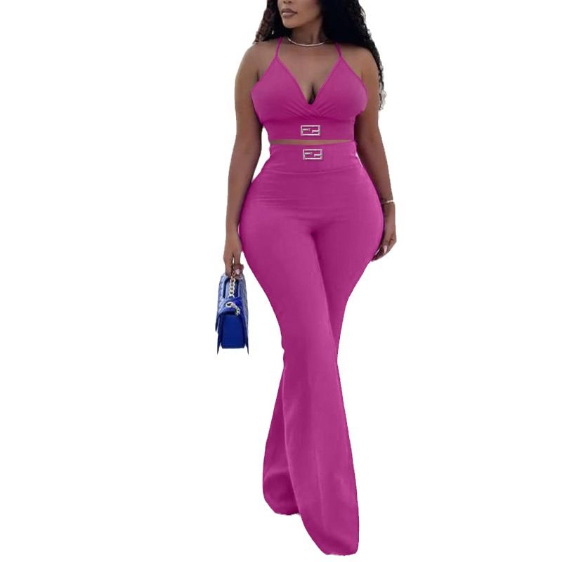 New Arrivals Sexy Bra Tube Top Matching Wide Leg Pants 2 Piece Set Ladies Street Fashion Baggy Trousers Two Piece SetTwo-Piece Outfits