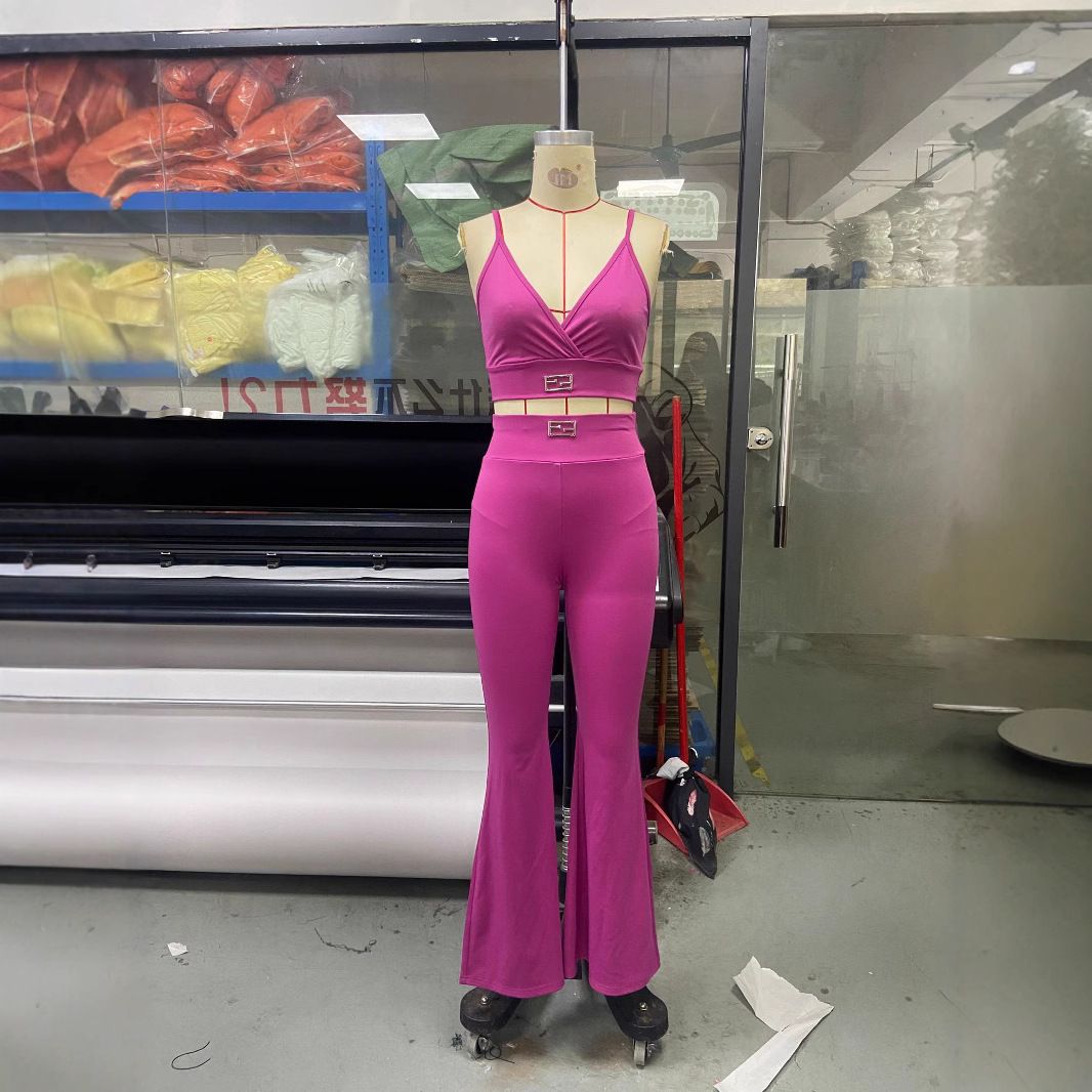 New Arrivals Sexy Bra Tube Top Matching Wide Leg Pants 2 Piece Set Ladies Street Fashion Baggy Trousers Two Piece SetTwo-Piece Outfits