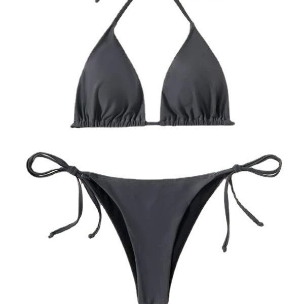 New Design Simple Sexy Ladies Bikinis Swimwear Solid Bikini Sets Two-piece High Waist Backless Bikini Swimsuits Women AdultsCover Ups