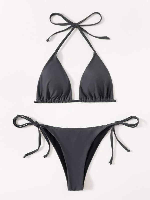 New Design Simple Sexy Ladies Bikinis Swimwear Solid Bikini Sets Two-piece High Waist Backless Bikini Swimsuits Women AdultsCover Ups