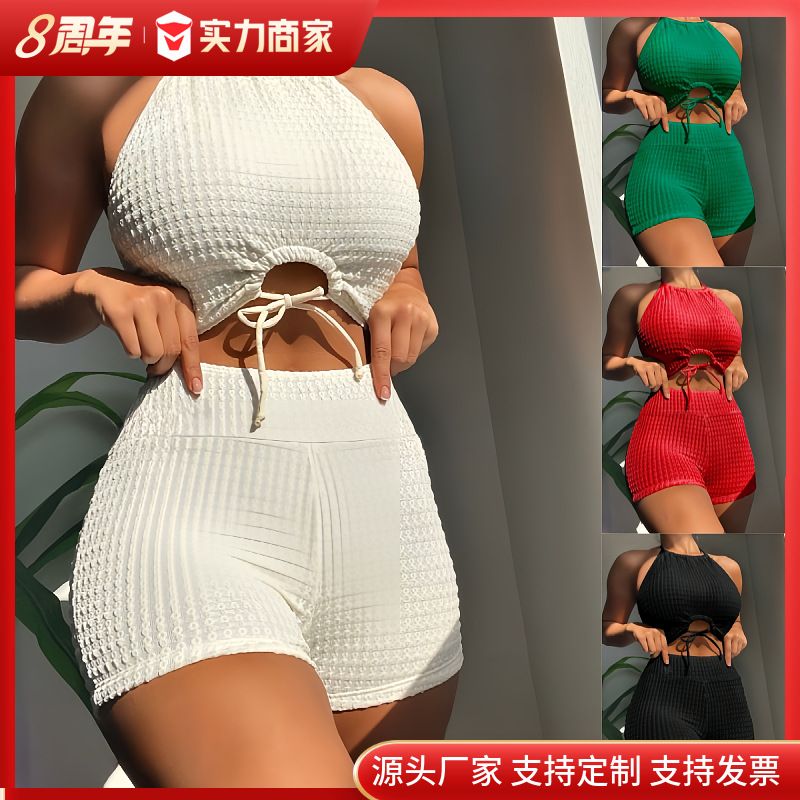 Wholesale Hot Sale  New Solid Color Two Piece Spice Girl Bikini High Waist Sexy Bikini Swimsuit  Cover Ups