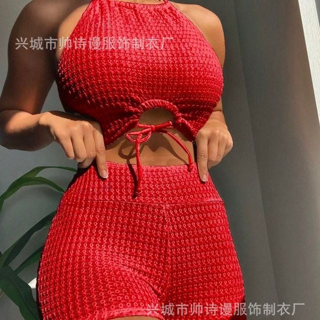 Wholesale Hot Sale  New Solid Color Two Piece Spice Girl Bikini High Waist Sexy Bikini Swimsuit  Cover Ups