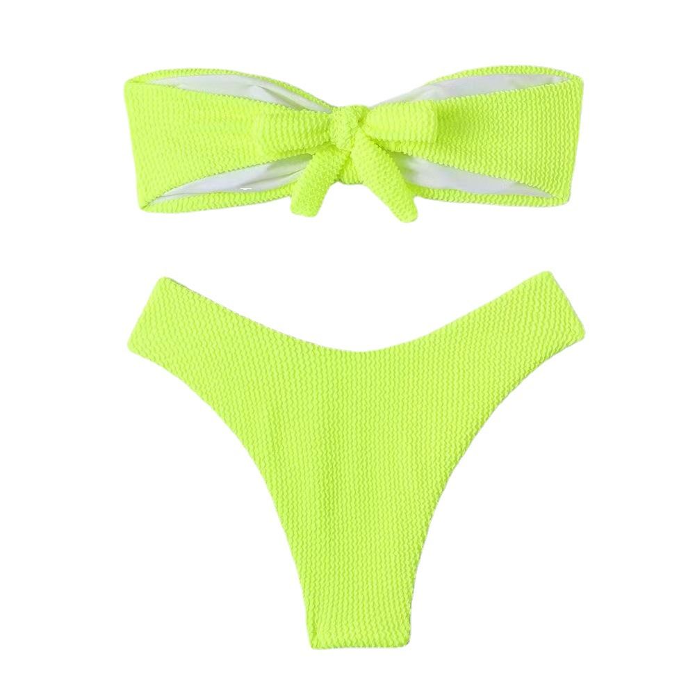 Factory Wholesale Strapless Solid Bikinis Woman Swimwear Beachwear Beach Wear Women's Swimsuit Set Two Piece Bathing Suit