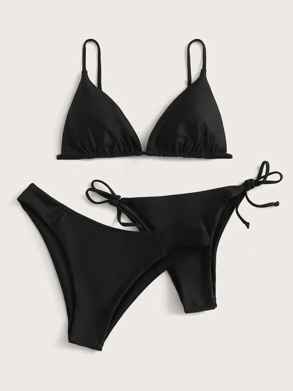 Three point halter Bra solid color bikinis waist basic Bikinis 2 piece Swim Wear& Beachwear Swimwear Cover Ups