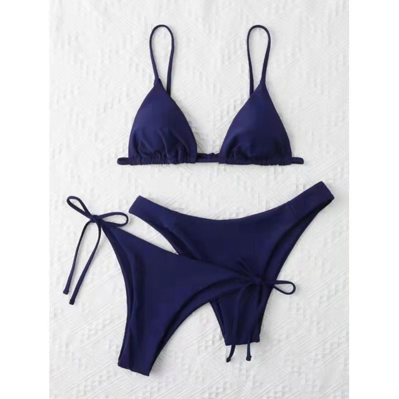 Three point halter Bra solid color bikinis waist basic Bikinis 2 piece Swim Wear& Beachwear Swimwear Cover Ups
