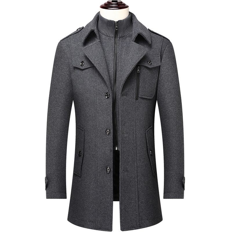 Men's Detachable Woolen Overcoat Hairy Warm Winter Jacket for Business Use clothing jacket for menJackets & Coats