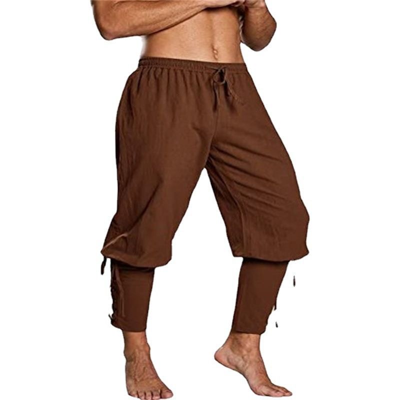 Mens Baggy Hippie Pants Medieval Clothing Viking Ankle Banded Trousers Renaissance Shirt Pirate Costume Gothic Harem Pants Casual
