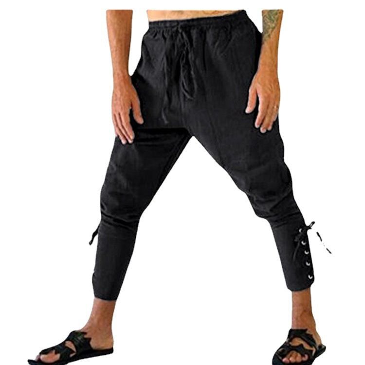 Mens Baggy Hippie Pants Medieval Clothing Viking Ankle Banded Trousers Renaissance Shirt Pirate Costume Gothic Harem Pants Casual