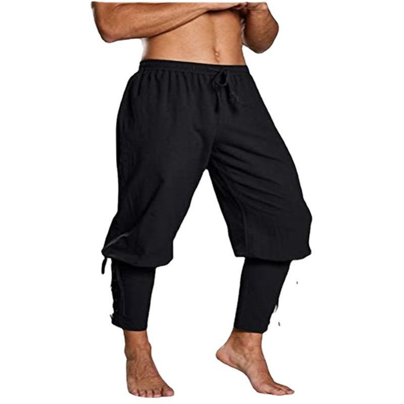 Mens Baggy Hippie Pants Medieval Clothing Viking Ankle Banded Trousers Renaissance Shirt Pirate Costume Gothic Harem Pants Casual
