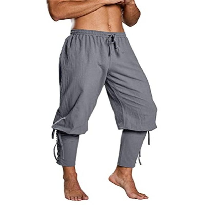 Mens Baggy Hippie Pants Medieval Clothing Viking Ankle Banded Trousers Renaissance Shirt Pirate Costume Gothic Harem Pants Casual