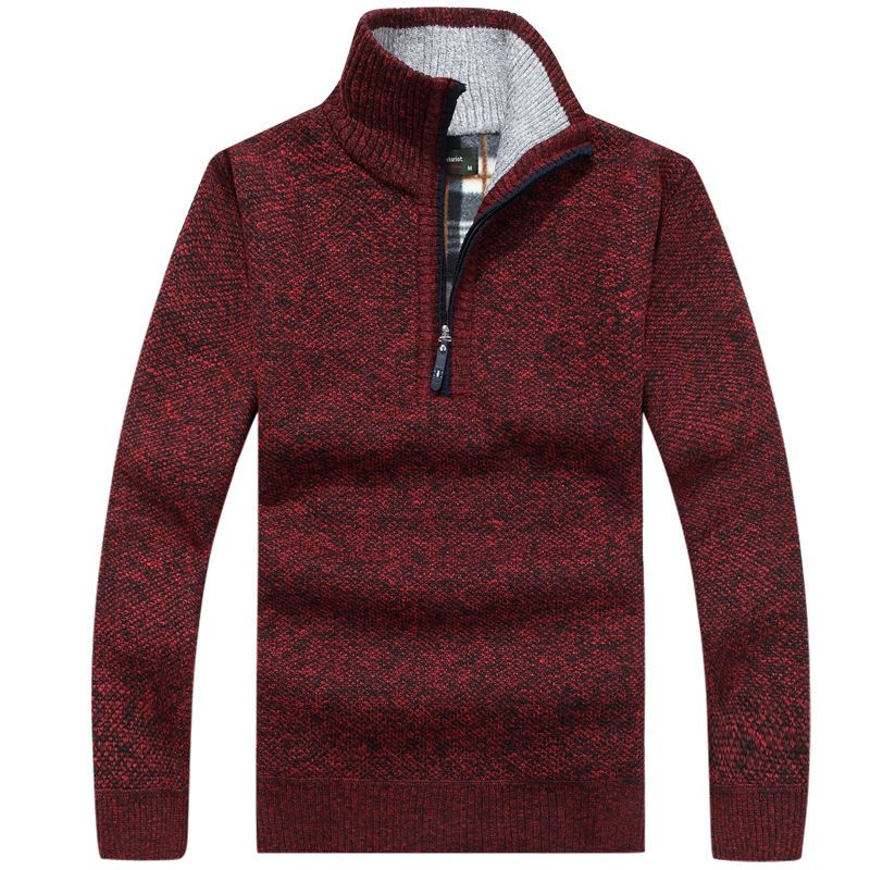 Dynamics Winter New Arrival Thickened Fleece Lined Zip Up Polo Neck Cardigan Knitted Sweater For Men Clothes T-Shirts
