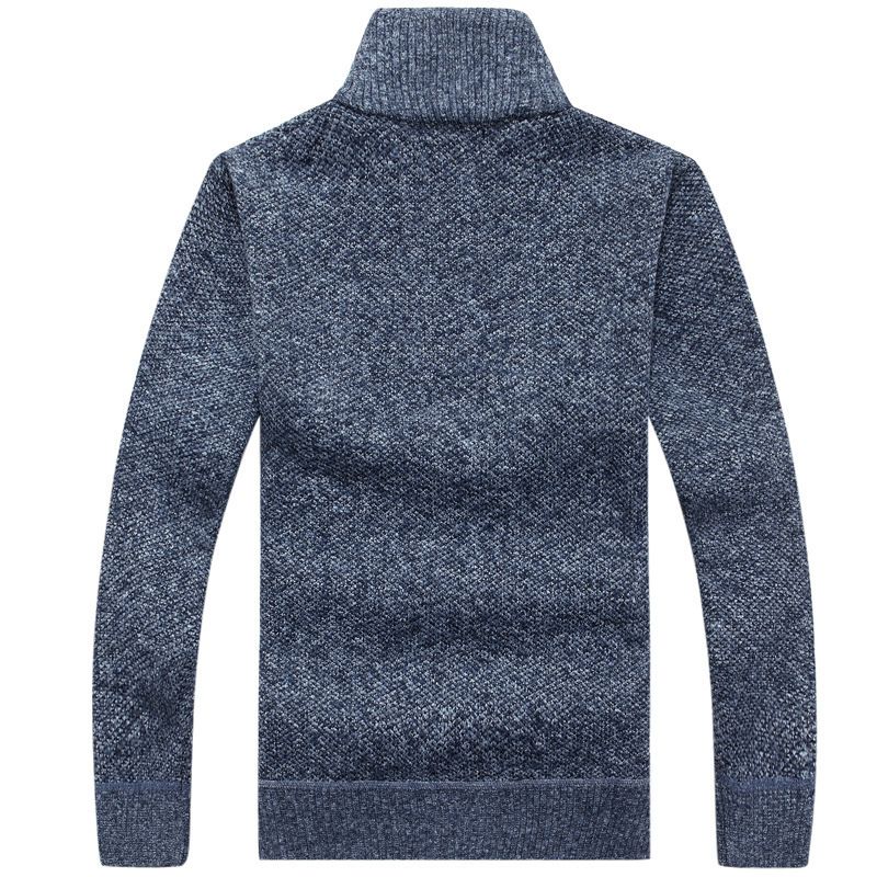 Dynamics Winter New Arrival Thickened Fleece Lined Zip Up Polo Neck Cardigan Knitted Sweater For Men Clothes T-Shirts