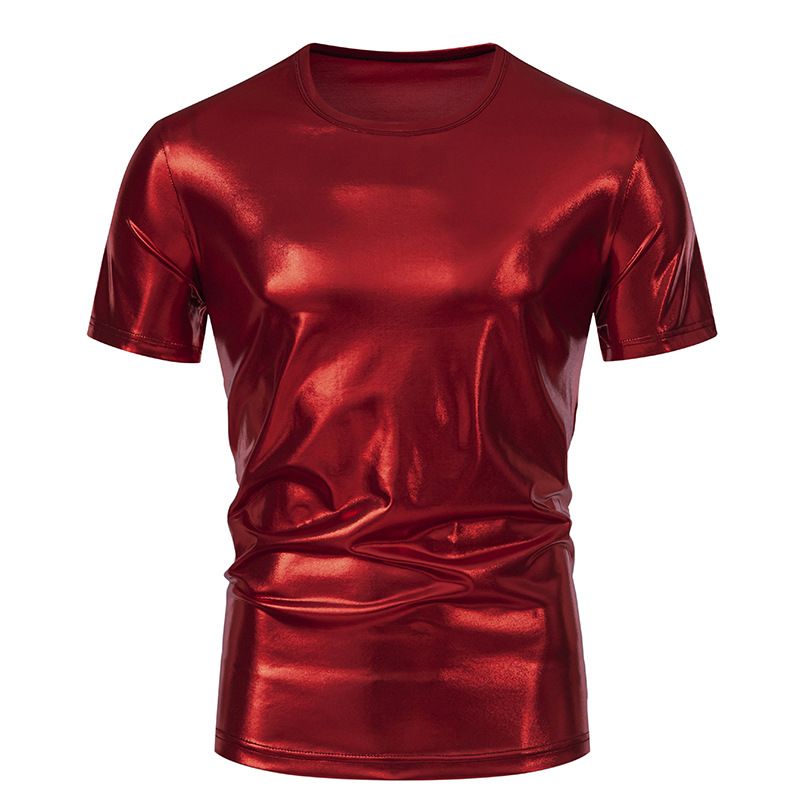 Mens 70s metallic shirts short sleeve gold t-shirt disco party club tee tops  Clothes   Men's Clothing T-Shirts